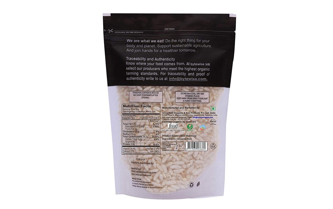 Bytewise Organic Puffed Rice    Pack  1 kilogram
